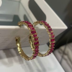 Hot-Pink Gemstone Hoop Earrings!